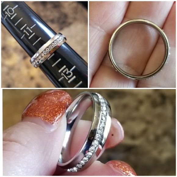 Genuine White Sapphire Eternity Steel Ring 8,9, 12 - Picture 4 of 4